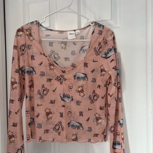 Disney Pink Sheer  Top with Winnie the Pooh Print